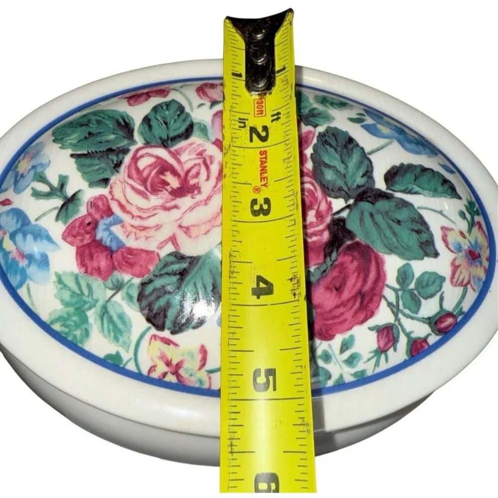 Vintage Limoges Porcelain - Oval Gilded Flower Decorated Lidded Trinket Box